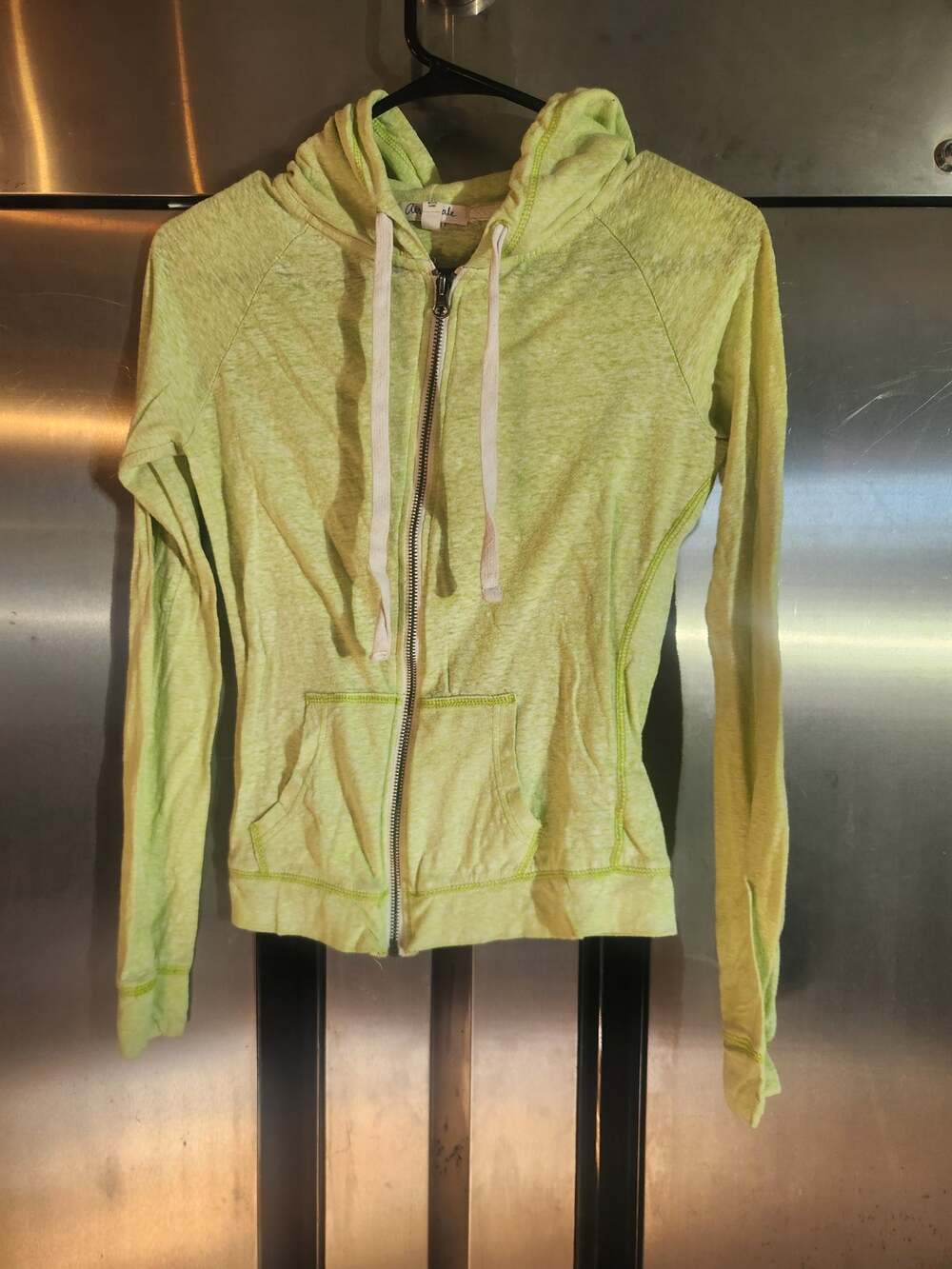 Aeropostale Women's Size XS Lime Green Lightweight Full Zip Hoodie Drawstring